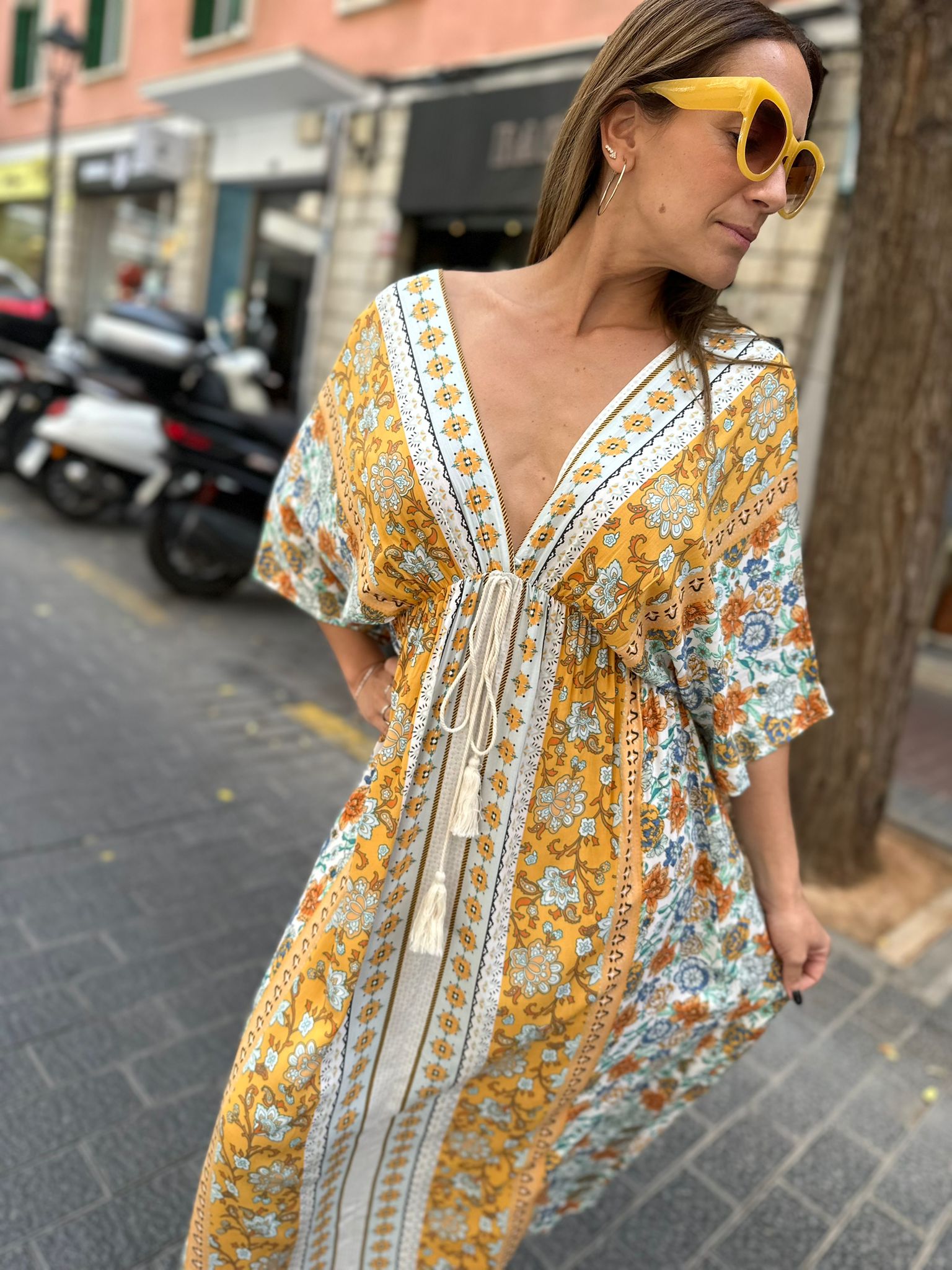 Vestido Topacio Flores Amarillo