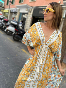 Vestido Topacio Flores Amarillo