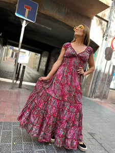 Vestido Cloe Gold Fucsia