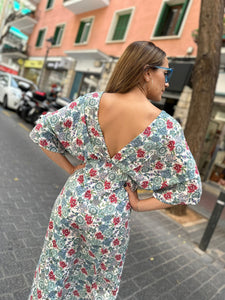 Vestido Topacio Flores Azul