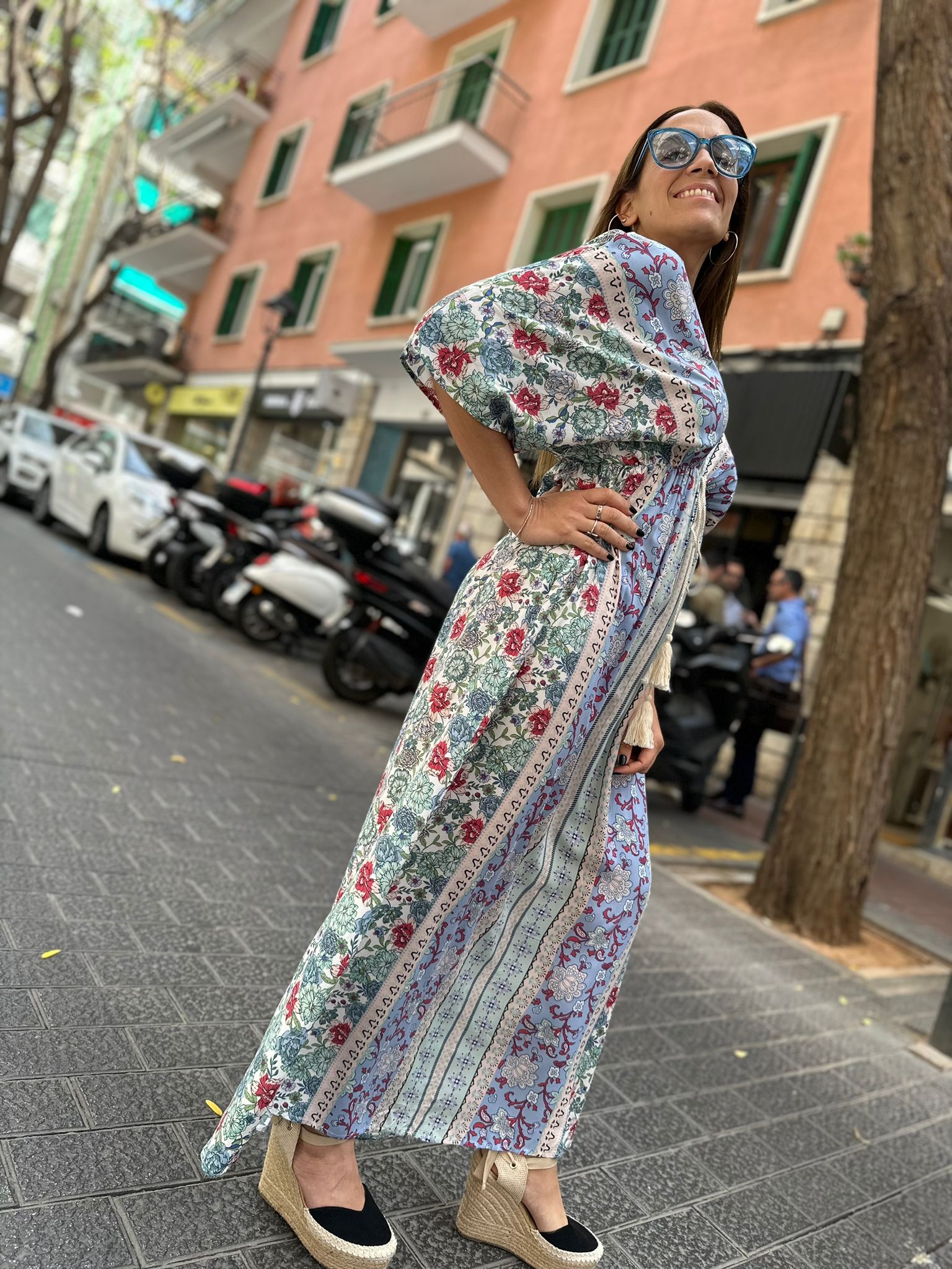 Vestido Topacio Flores Azul