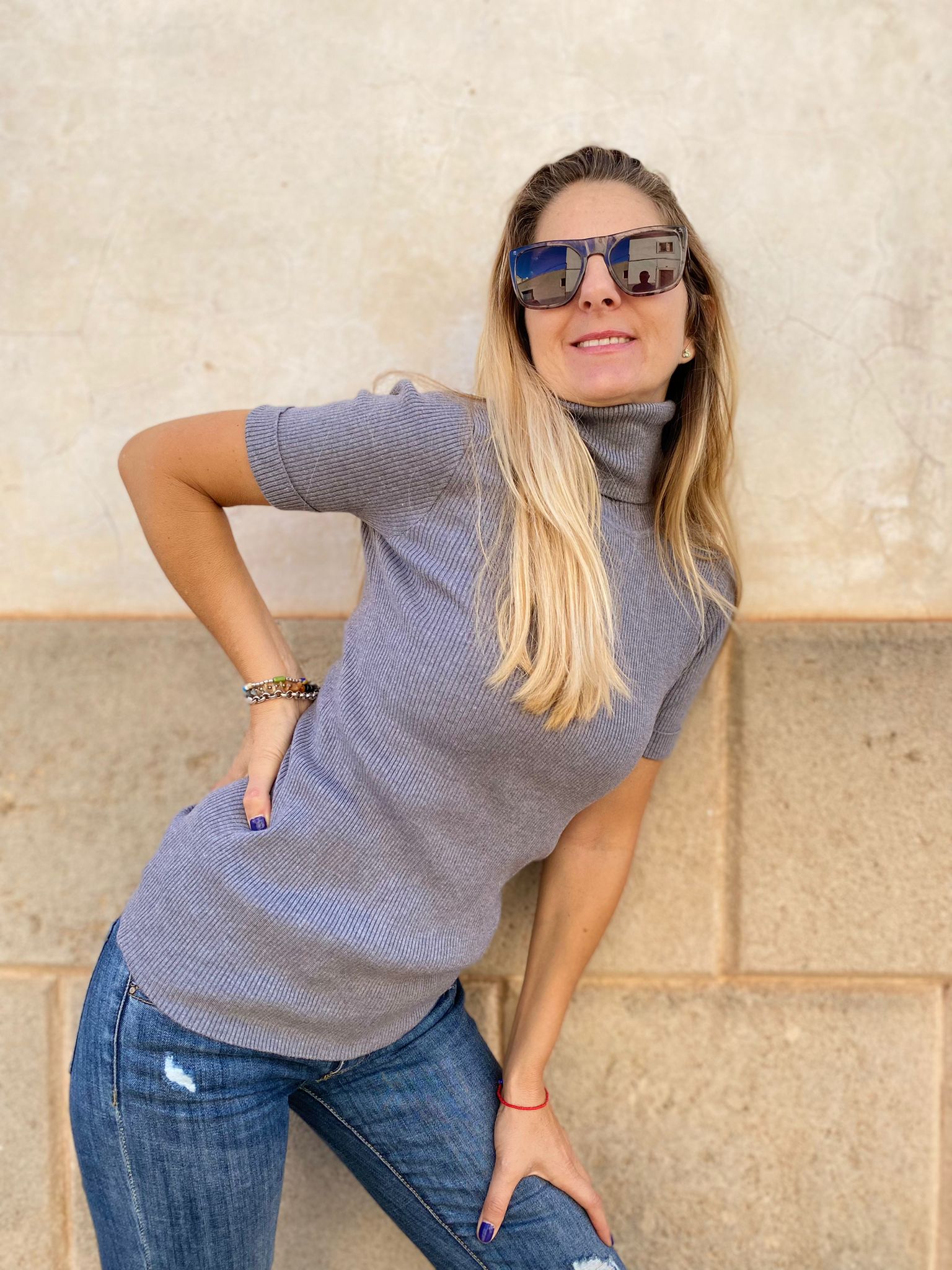 Jersey Manga Corta Gris
