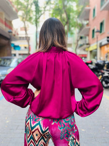 Blusa de Raso con Lazo Buganvilla