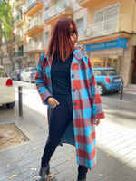 Cargar imagen en el visor de la galería, Abrigo Mimi Long Azul/Burdeos
