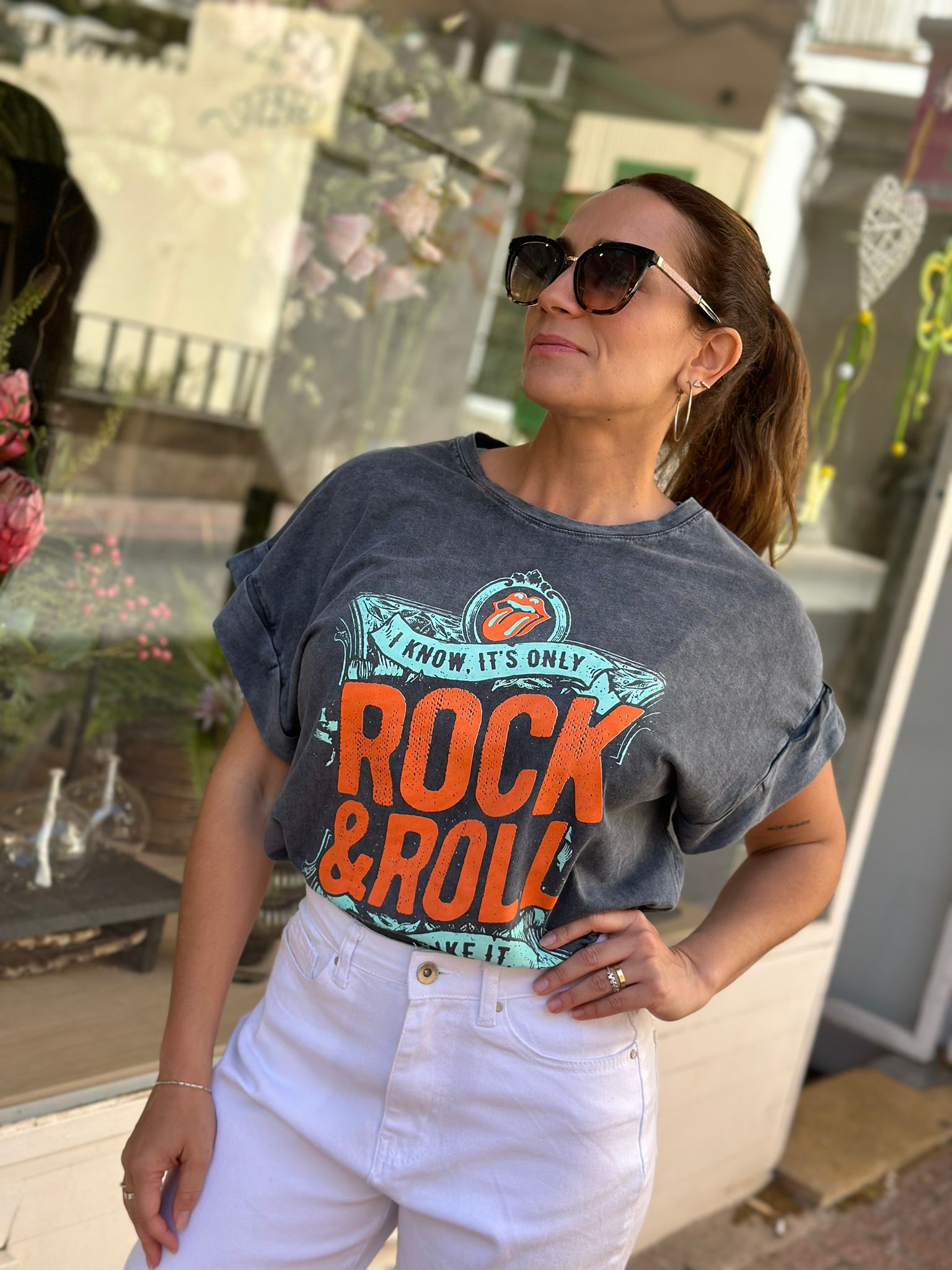 Camiseta Rock Lengua Naranja