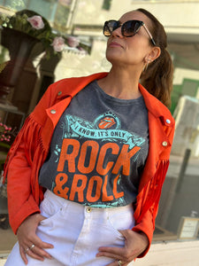 Camiseta Rock Lengua Naranja