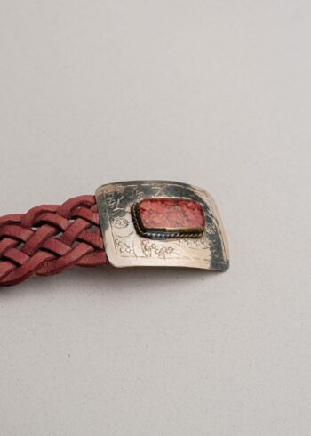 Cinturon Piel Fino Rosa 2